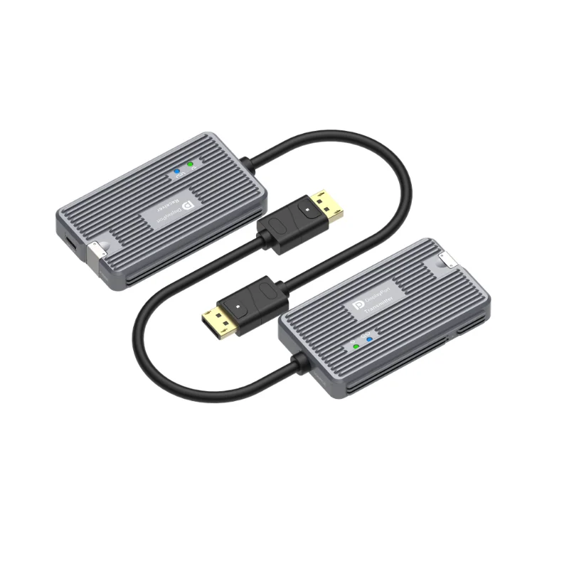 4K60 DP Over Fiber Extender, DP1.4a HDCP2.3/2.2,10Km Single‑Mode LC,300M OM4, HDR EDID Lock, Transmitter & Receiver Kit