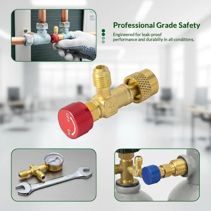 Air Conditioning Safety Valve Adapter For R410a R22 Pressure Resistant Refrigeration Tool for AC Servicing