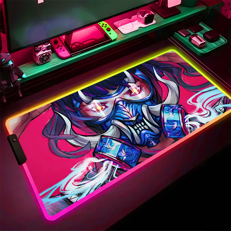 RGB Mouse Pad Non-Slip Rubber Edge locking mousepads Game play mats notebook computer Ghost mask anime girl bolster Home Decor