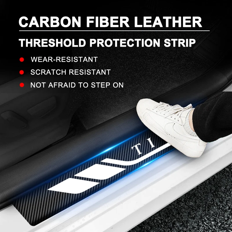 4pcs Car Door Sill Protector Carbon Fiber Sticker Anti Scratch For SsangYong Tivoli grand 2018 2023 2015 2017 2019 2016 2022 Acc