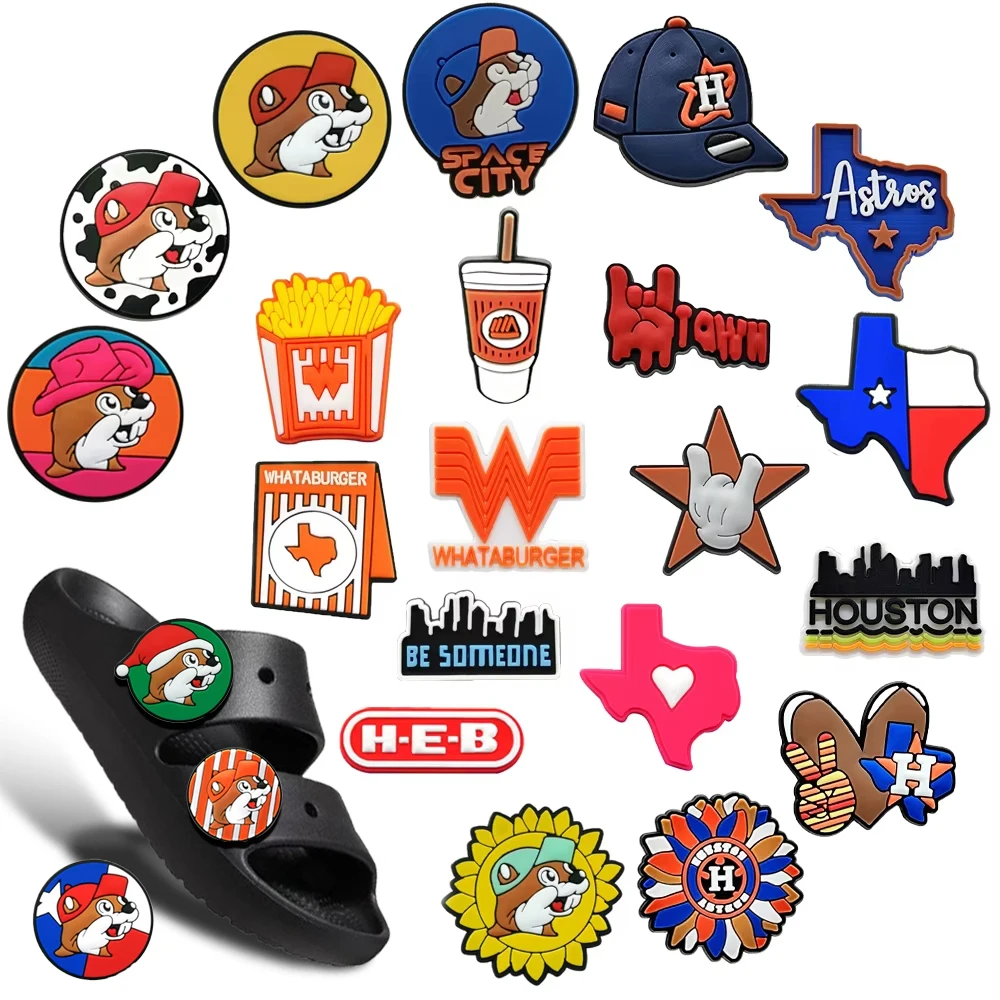

MINISO 13-208pcs Texas French Fries Shoe Charms Accessories Sandals Shoe Decorations Jeans Pins Badge Unisex Kid's Party X-mas
