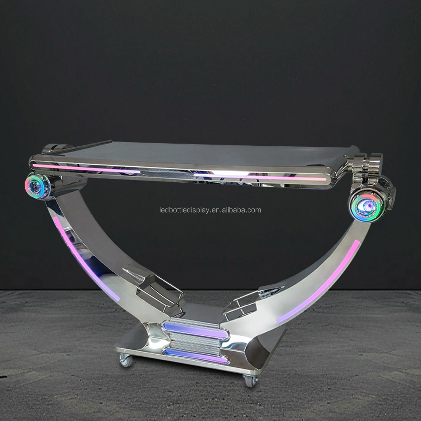 LiqVis New Portable Luxury Custom Logo Mirror Stainless Steel DJ Console Table Colorful LED IP67 Protection DJ Booth for Clubs view 3