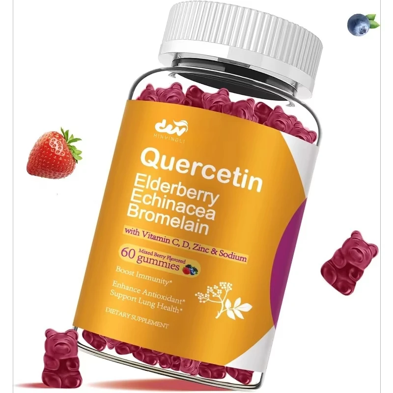 

Quercetin gummies contain bromelain, elderberry, echinacea, vitamin C, D, zinc - immune system support 60 capsules
