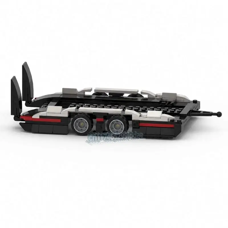 141PCS Racing Trailer Transport Vehicle MOC Custom Puzzle Architecture DIY Assembly Model Toy Building Blocks Collection Gifts
