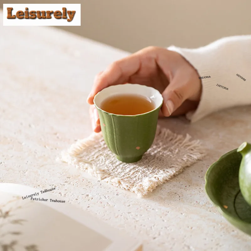 

2pc/lot Matcha Green Sprinkle Gold Teacup Vintage Tea Bowl Cup For Tea Tea-tasting Meditation Cup Chazhan Master Cups Cha 40ml