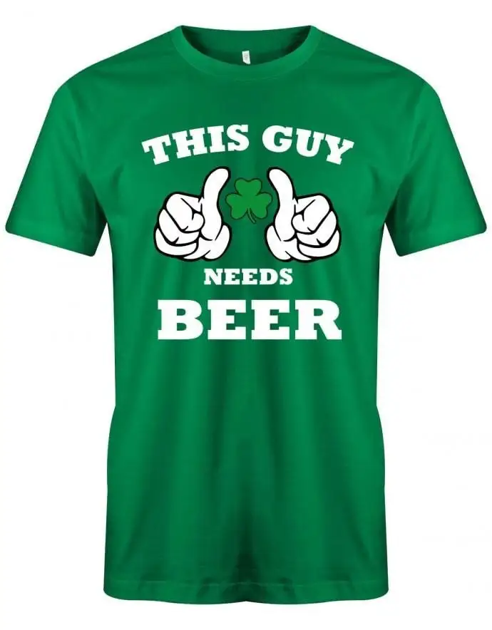 This Guy Needs Beer St Patricks Day Bier Und Kleeblatt Herren T Shirt