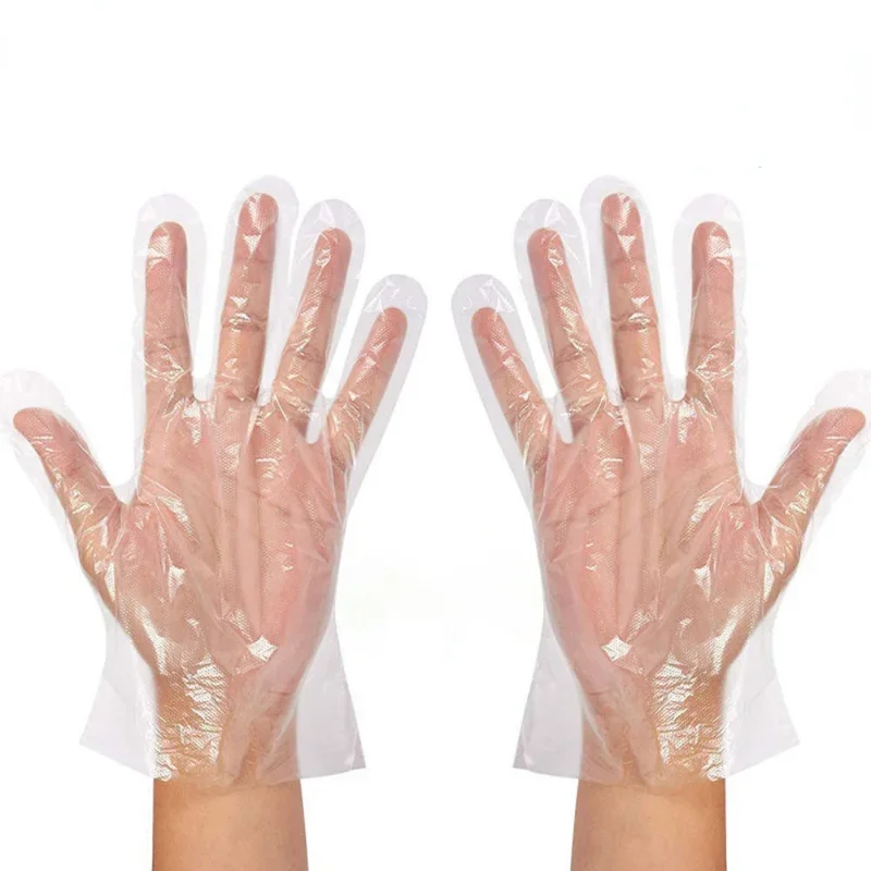 

100pcs Clear Disposable Gloves Transparent Plastic Gloves Latex Free Food Safe Gloves for Cooking Cleaning BBQ Kitchen Things