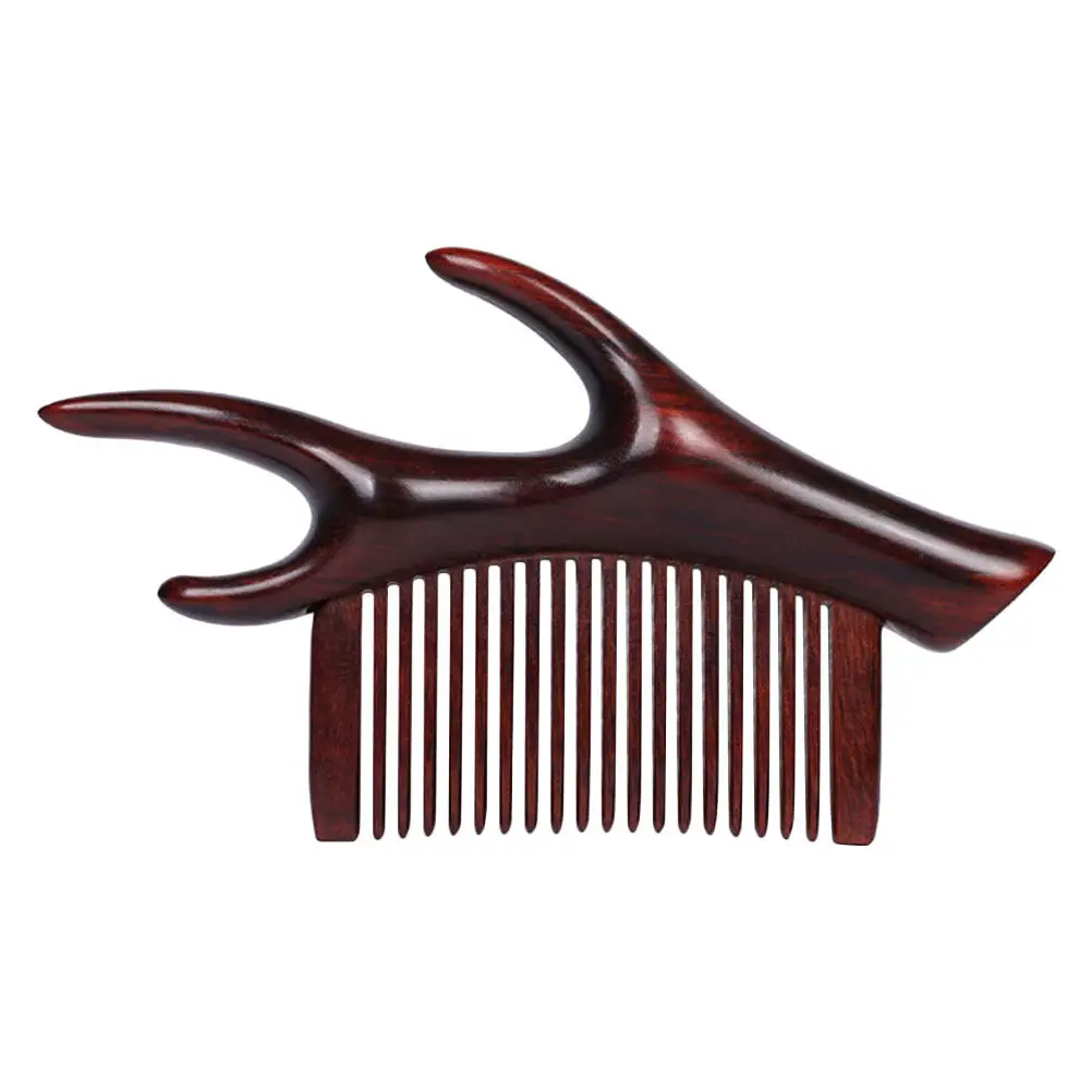 

Деревянная расческа для распутывания волос с ручкой в виде оленьих рогов, портативная, традиционная китайская, с широкими зубьями, для массажа кожи головы, для ухода за волосами женщин