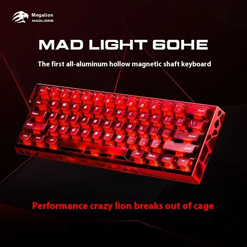 Madlions Mad Light 60he Aluminum Gaming Magnetic Mechanical Keyboard Hollow Rapid Trigger 0.01mm 8K Hotsawp RGB Gamer Keyboard