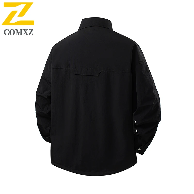 COMXZ Men Windproof Jacket Loose Outdoor Hiking Camping Waterproof Breathable Climbing Coat Lightweight Trekking Windbreaker