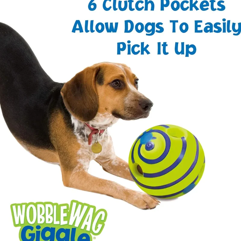 Wobble Wag Ball for Small and Large Dogs, Interactive Dog Toy, Fun Sounds When Rolled or Shaken Pet Toys