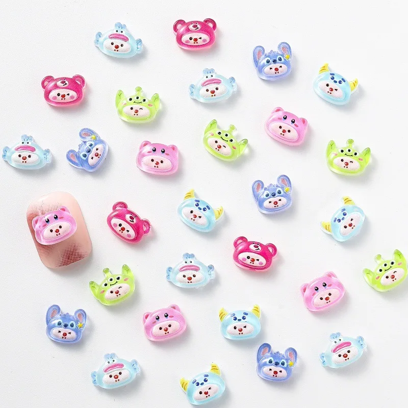 50PCS Explosion cartoon manicure accessories cute three-dimensional nail decoration DIY hairpin nail resin decorations