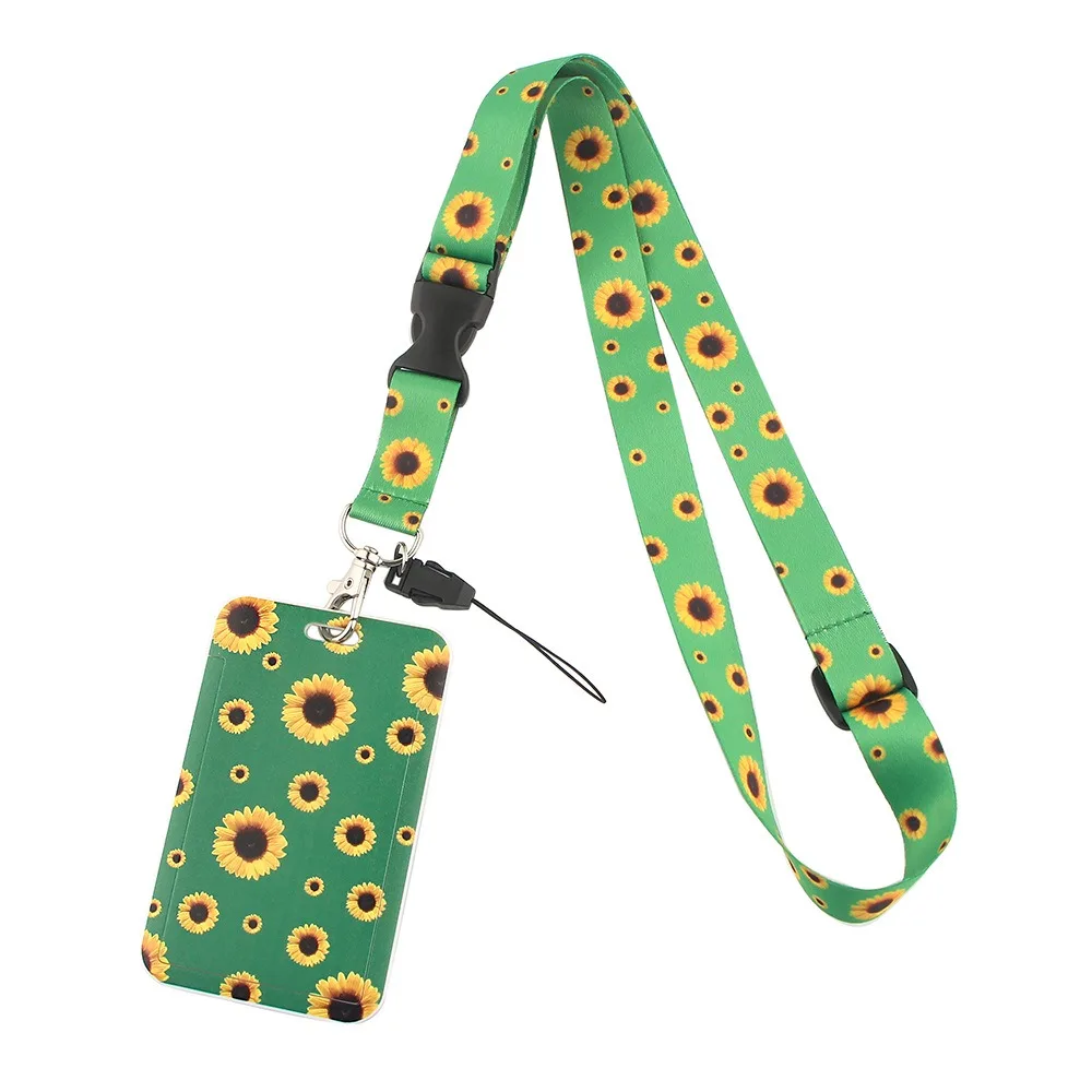 Daisy Sunflower Lanyard Durable Plastic/Polyester Colorful ID Card Badge Holder Key Chain Public Transportation Card