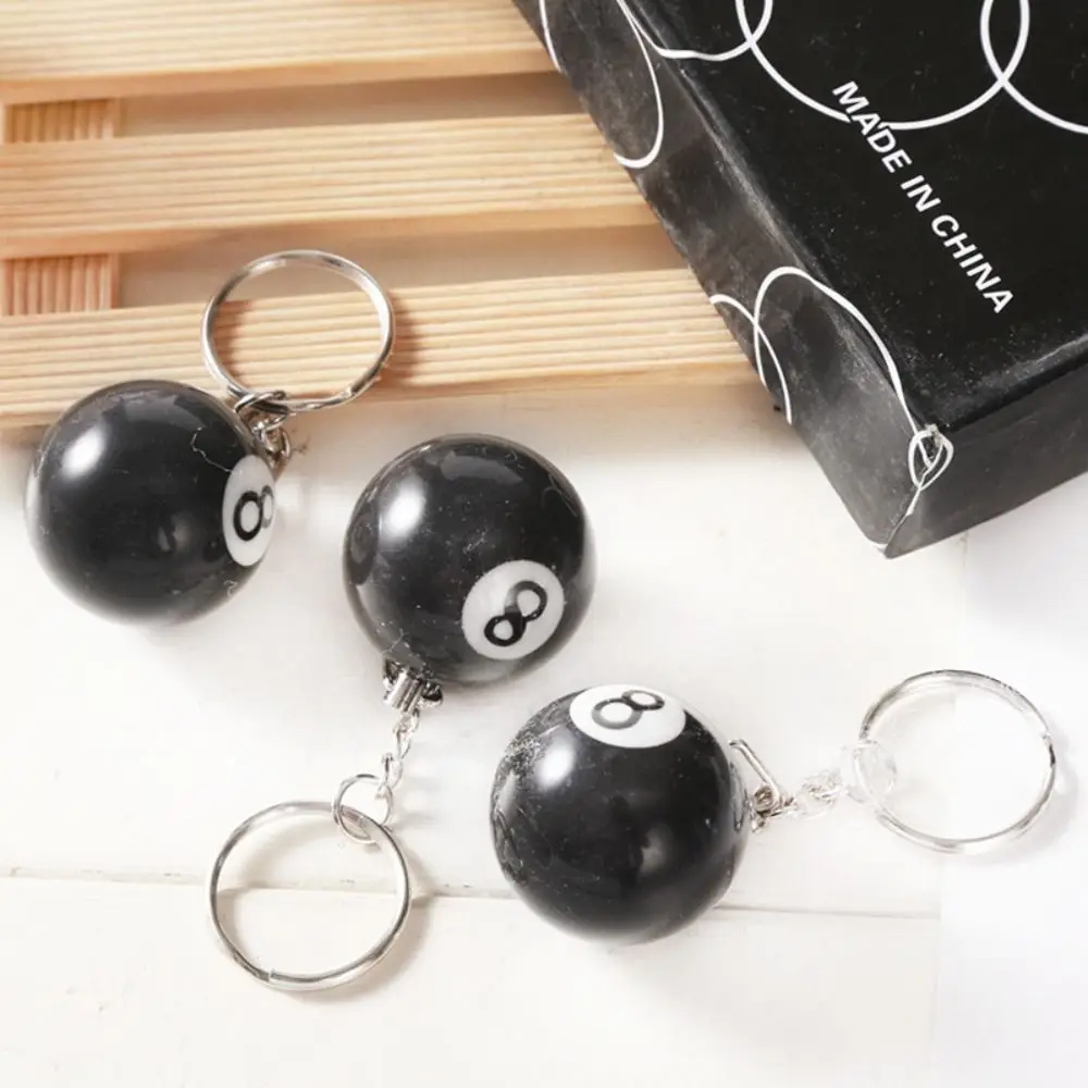 25mm Creative Bag Accessories Resin Ball No. 8 Snooker NO.8 Key Chain Billiards Keychain Lucky Black 8 Keyring Key Ring