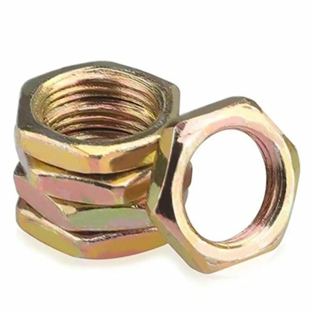NEW M6-M13 Plated Colorful Zinc Fine-Thread Thin Hex Nuts – Pitch: 0.75mm, 1mm, 1.25mm, 1.75mm