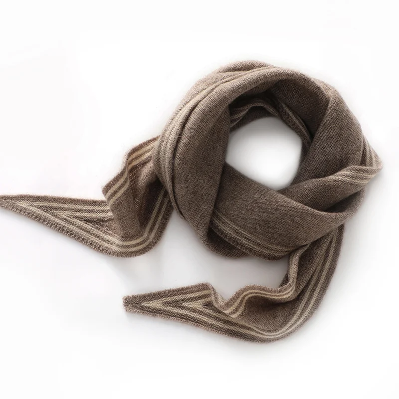 100% Cashmere Knit Scarf Lady High Quality Comfortable Keep Warm Triangle Scarf Women Patchwork Color Small Shawl Girl Scarves