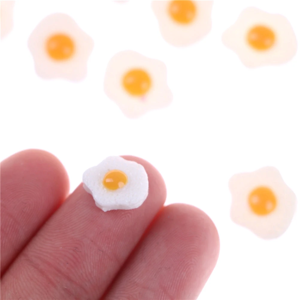 10pcs 1:12 Dollhouse Miniature  Resin Simulation Food Fried Eggs Poached Egg Dolls Accessories