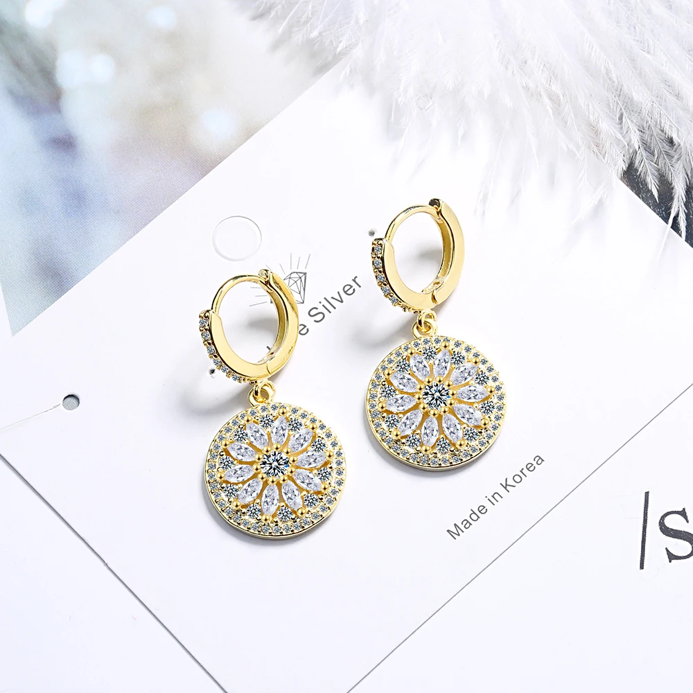 3ct Moissanite Diamond Round Dreamcatcher Drop Earrings for Women Lab Diamond 925 Sterling Silver Wedding Party Jewelry Brincos