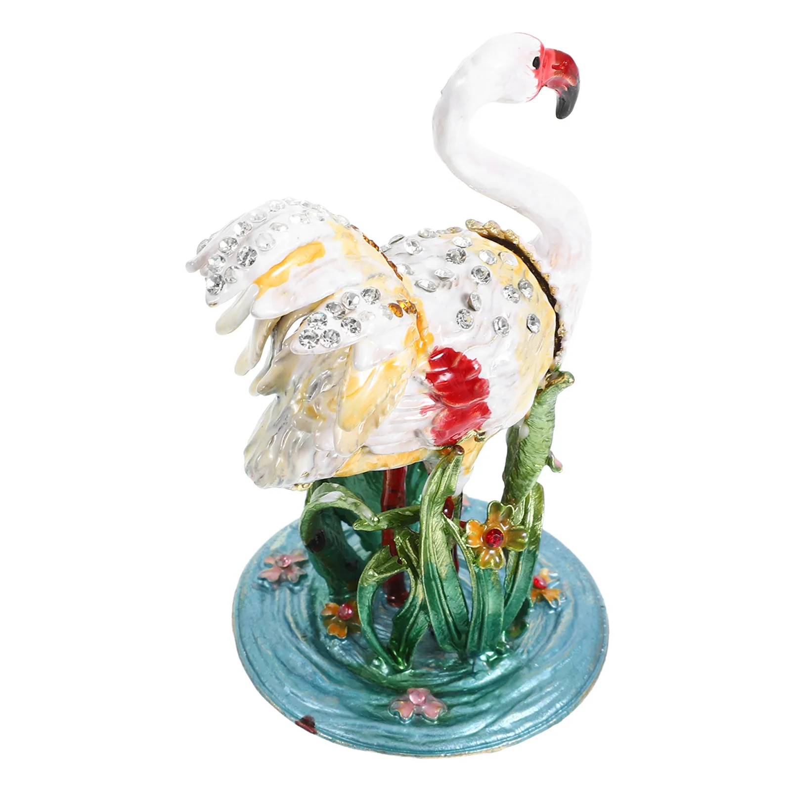 

Компактная портативная шкатулка для украшений в виде фламинго из сплава, для хранения колец и серег, настольное украшение, декор для дома, украшение для стола в виде фламинго, животное