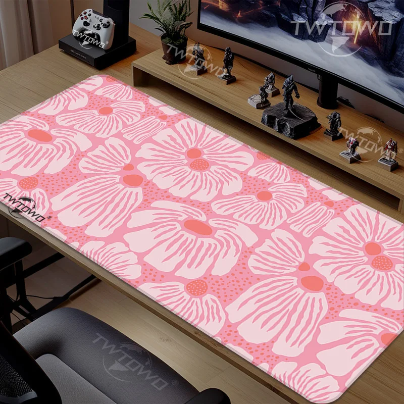 Mouse Pad Pink Flowers Gaming XL Computer New Home Mousepad XXL Office Non-Slip Natural Rubber Computer Mice Pad Table Mat