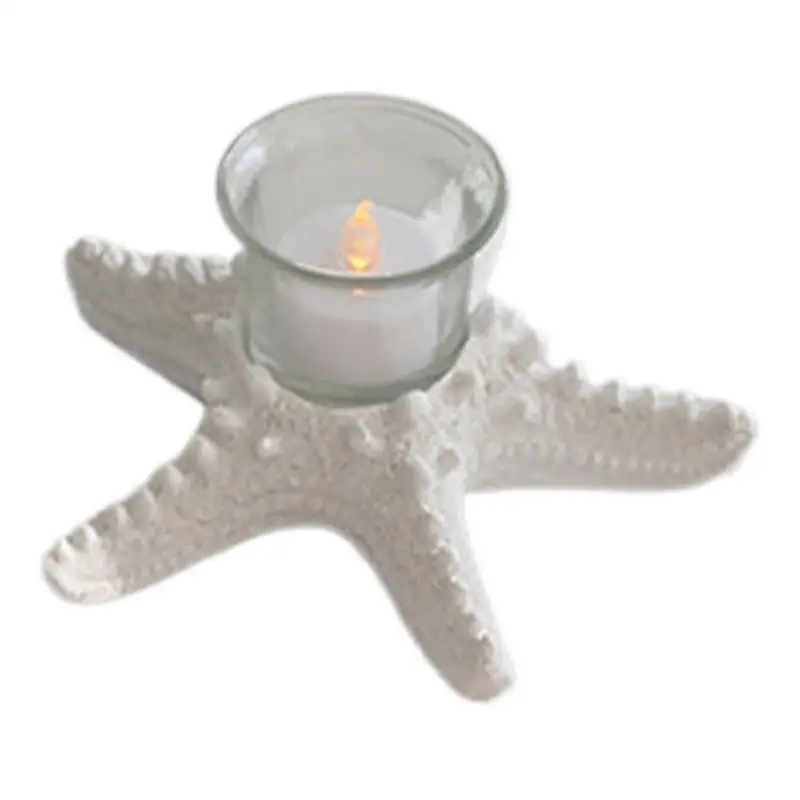 바다 별 캔들 거치대 송진 위시 캔들 거치대, 장식용 탁상 바다 별 조각상, 휴가용 크리에이티브 비치 캔들 거치대