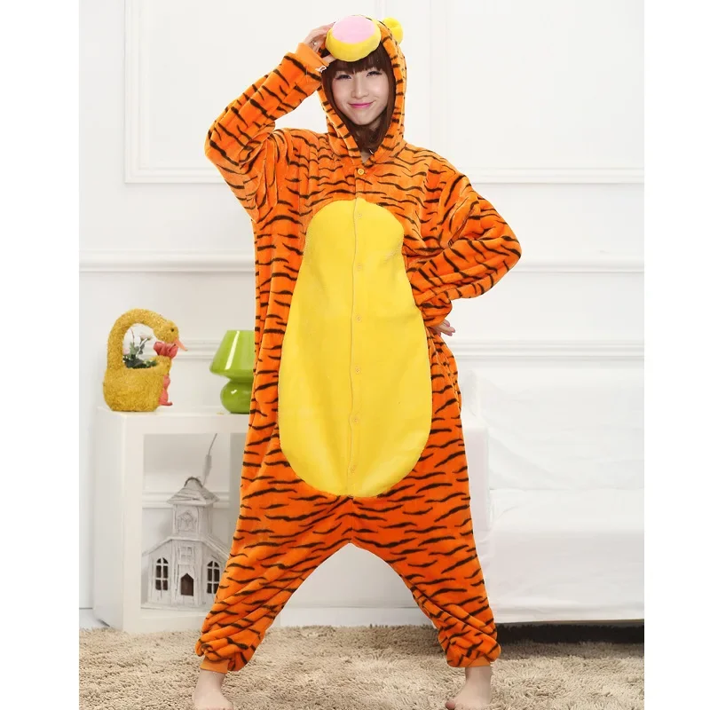 3D Tigger Kigurumi Onesies  Animal Tiger Pajamas Unisex Adult Flannel Hooded Jumpsuits Sleepwear Anime Party Cosplay Pijama