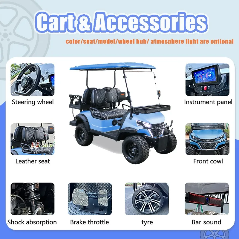 Airo High-End 4 Seats Electric Hunting Golf Cart Quality Supply with 48v Battery Voltage