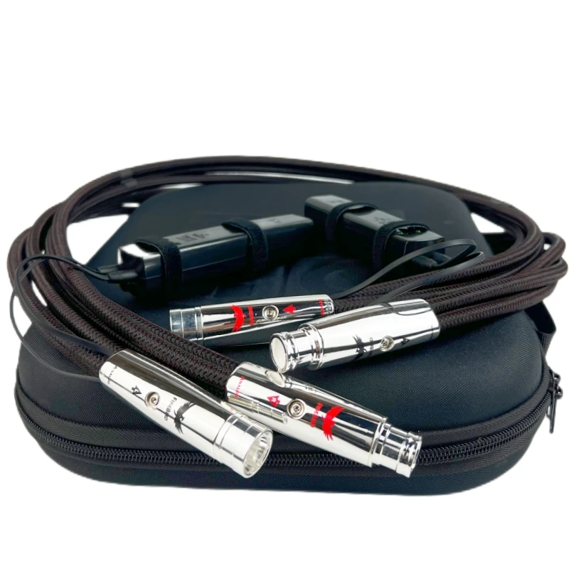 Hi-end FireBird XLR Cable Balance Audio Solid PSS Pure Silver Core with Red Solid Copper Plug A Pair