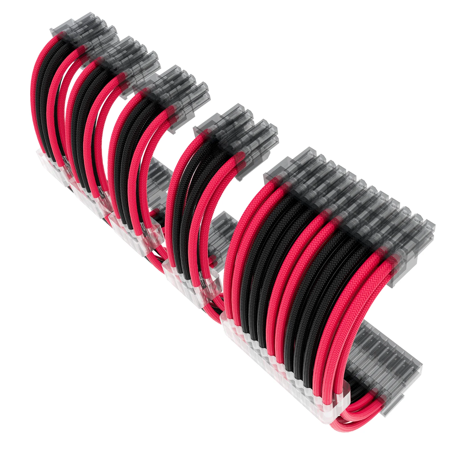 5pcs  Cable 6-Pin to 8-Pin 24-Pin ATX Black and Red Male to Female Extension for Computer and Stripped Female End Type
