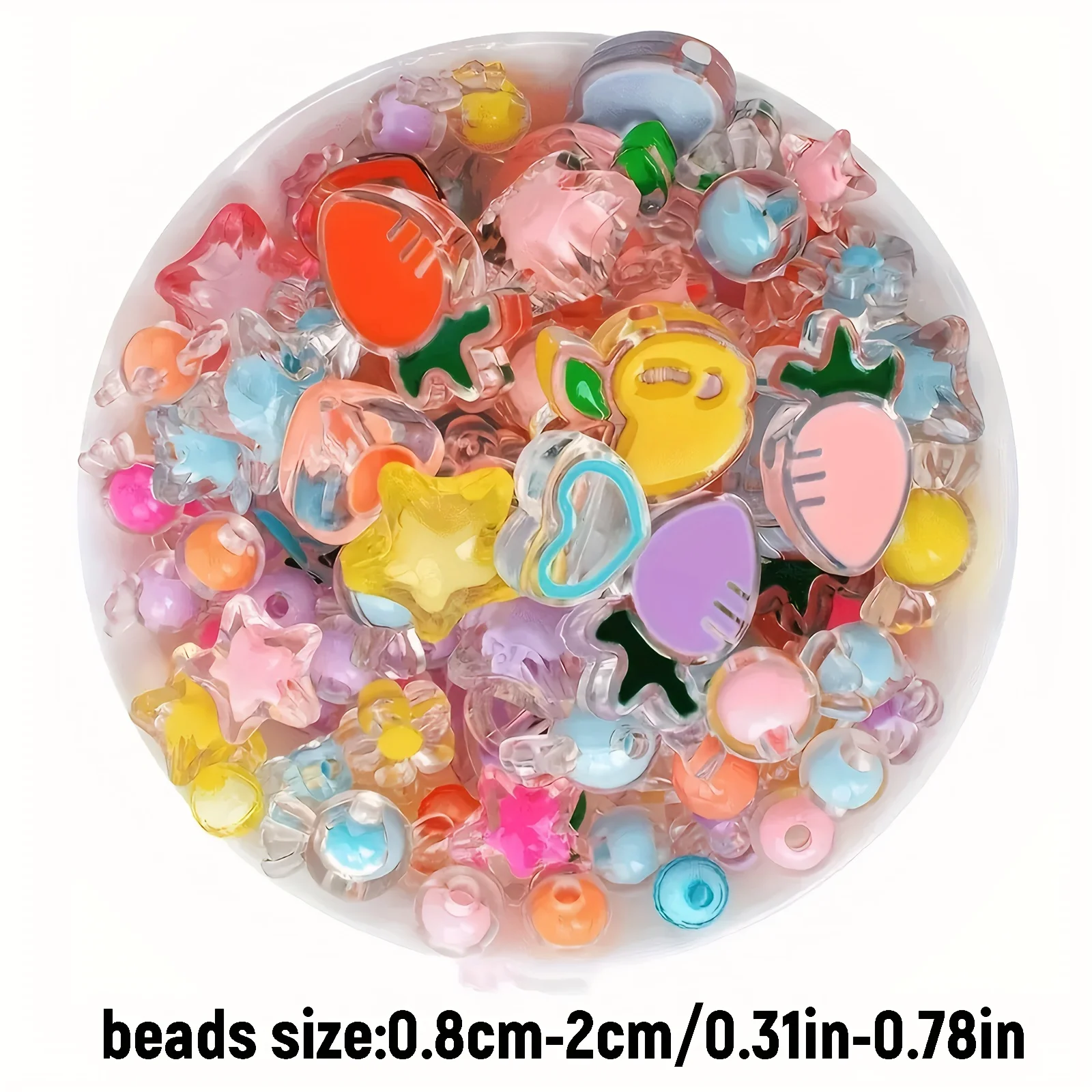 100pcs 8-20mm Vibrant Mixed Color Transparent Acrylic Beads - Ideal for Jewelry Making, DIY Versatile Accessories for Crafting image 2