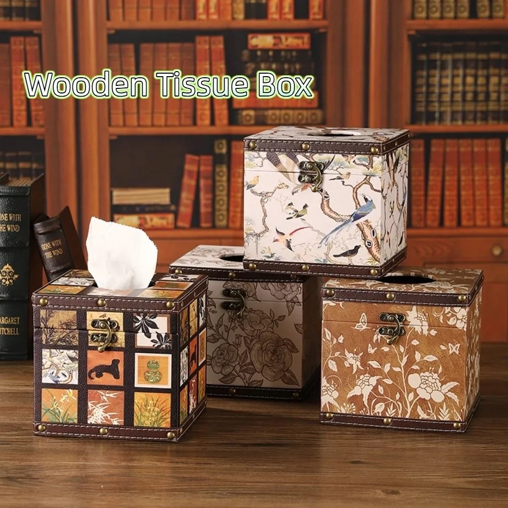 

Creative Luxury Wooden Tissue Box Square Exquisite Storage Box Elegant Multi-Purpose Luxury Napkin Box Hotel