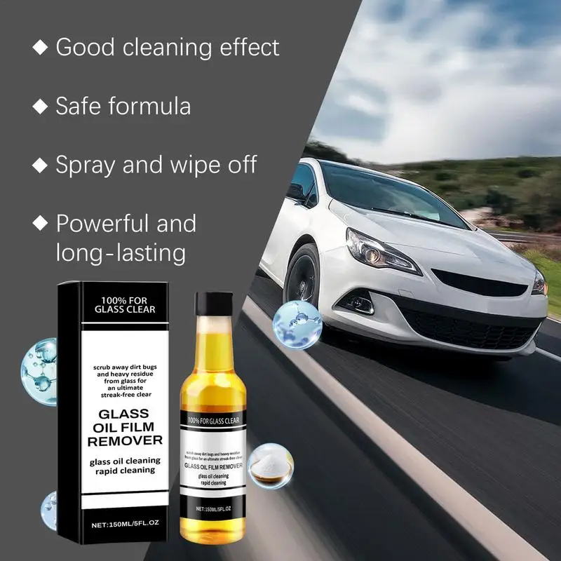 Car Glass Oil Film Remover Auto Window Cleaner Cream 5 Fl.oz Glass Film Removal Windshield Spray Water Stains Stripper Car Glass