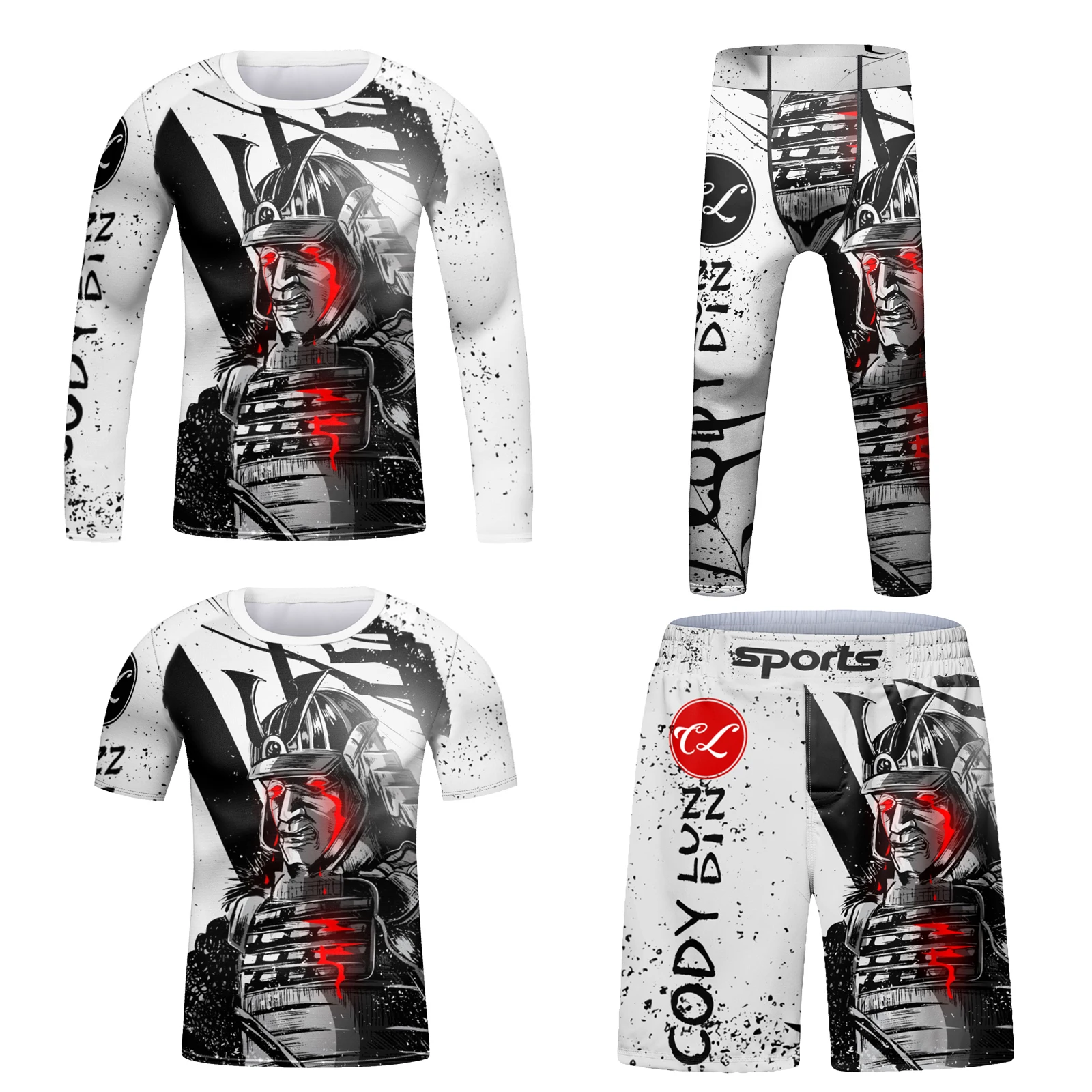 Cody Lundin Kids jiu jitsu T-shirt+Pant Bjj Rashguard Children Muay Thai Shorts Tracksuit MMA Boxing Training Set Fightwear Boy