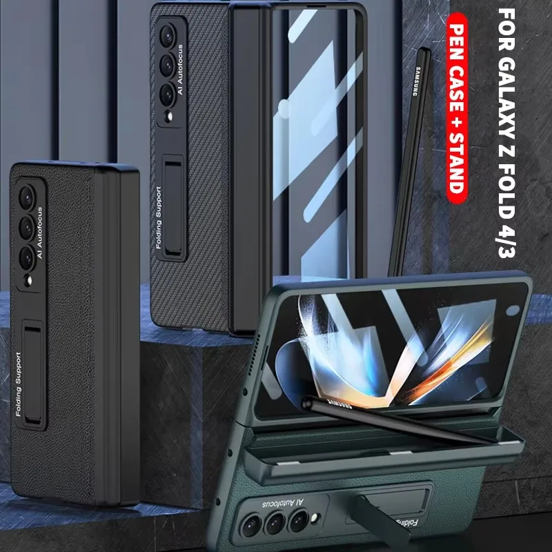 حافظة جلدية مغناطيسية لهاتف سامسونج Z Fold 3 4 5 6 مع واقي شاشة 5G مع حامل قلم S #6
