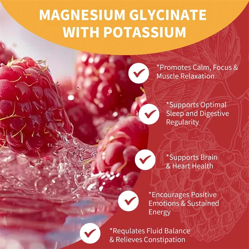 Magnesium Glycinate Gummies - Calm, Relieves Stress, Promotes Sleep, Support Memory, Concentration & Muscle Spasms