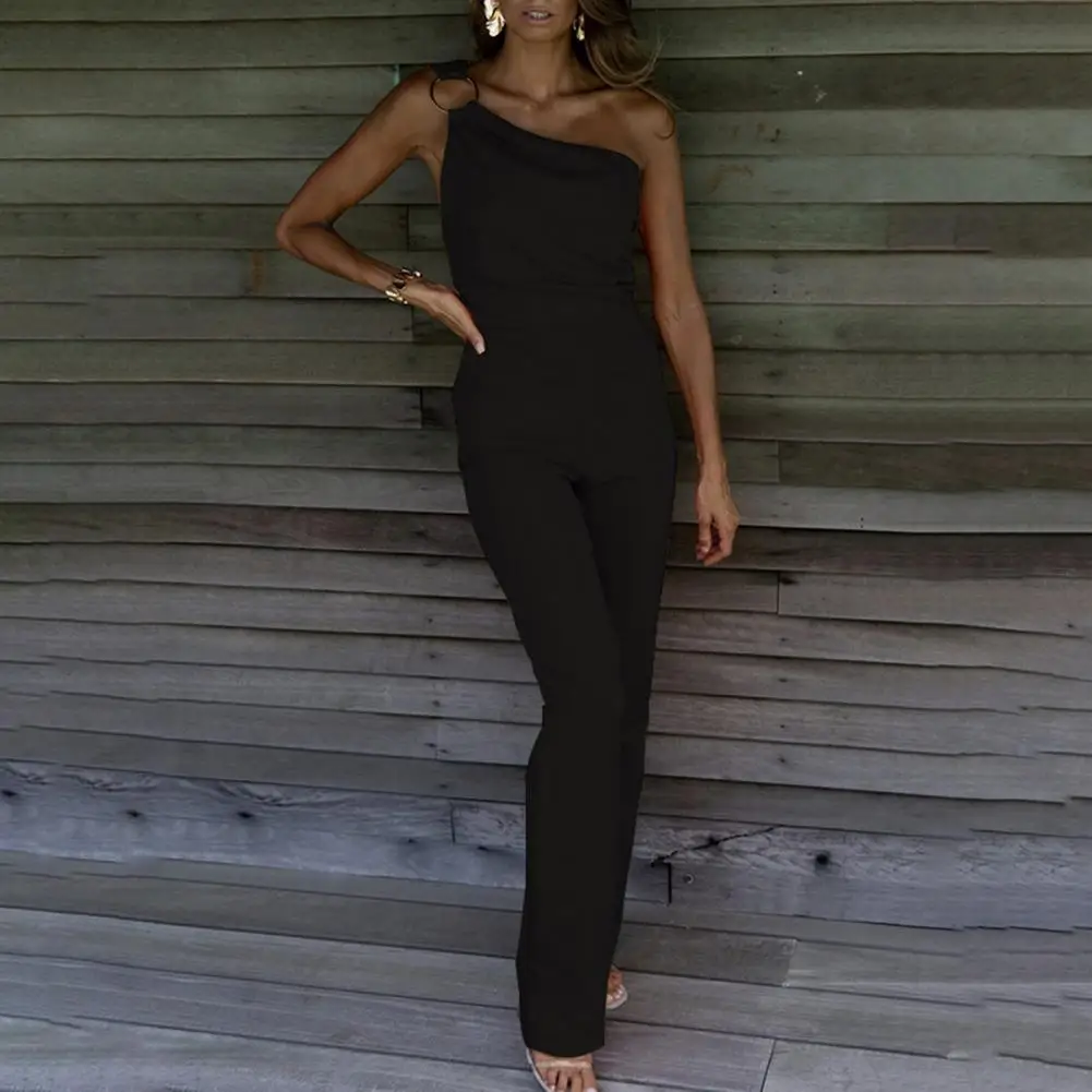 

Women Jumpsuit Close-fitting Banquet Romper Straight Pattern Slim Fit Banquet Romper