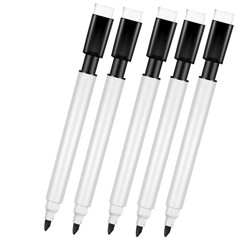 Imagem -05 - Magnetic Dry Erase Whiteboard Markers Black Dry Erase Markers com Tampa de Borracha Ponta Fina 100 Pcs