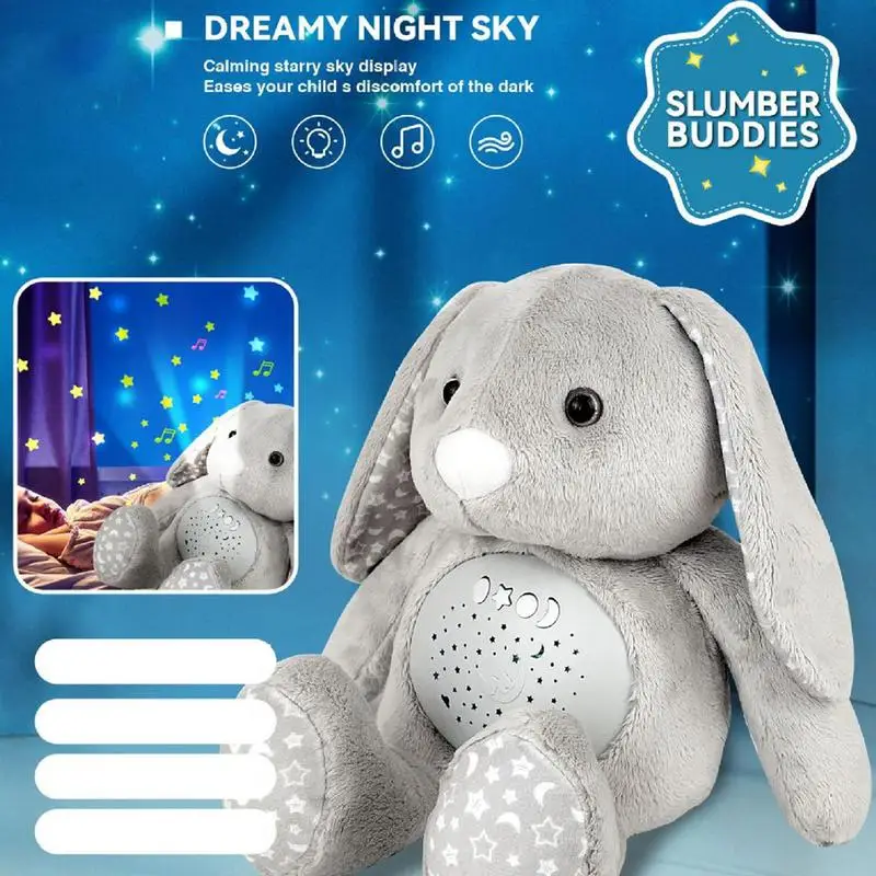 Soothing Plush Toy Music Sleep Companion Doll With Soothing Projector Animal Shaped Toy With 3-Gear Brightness Colorful