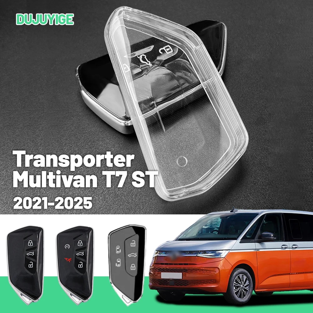 

Прозрачный чехол для автомобильного ключа из ТПУ для VW Transporter Multivan T7 ST 2021-2026, защитный чехол для ключа, автоаксессуары 2022 2023 2024