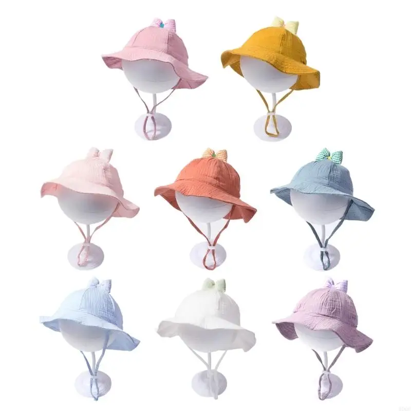 900C Baby Fisherman Hat Sun Hat Spring Summer Bowknot Basin Hat Breathable Caps for Toddlers Newborns 0-3 Years