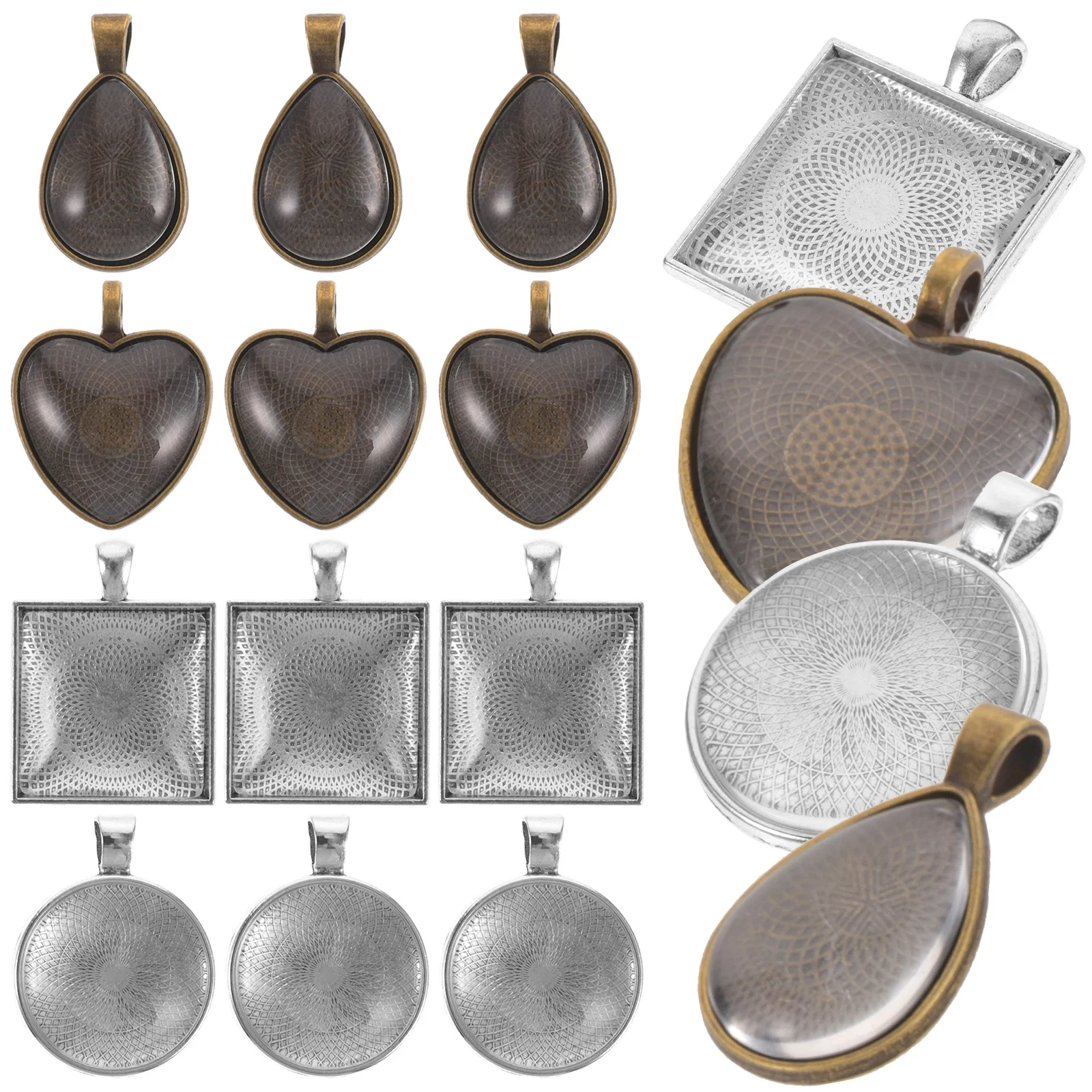 

1Set Pendant Trays Photo Jewelry Bezel Pendant Trays Alloy Necklace Tray DIY Craft Supplies Glass Cabochons Alloy Tray Charms