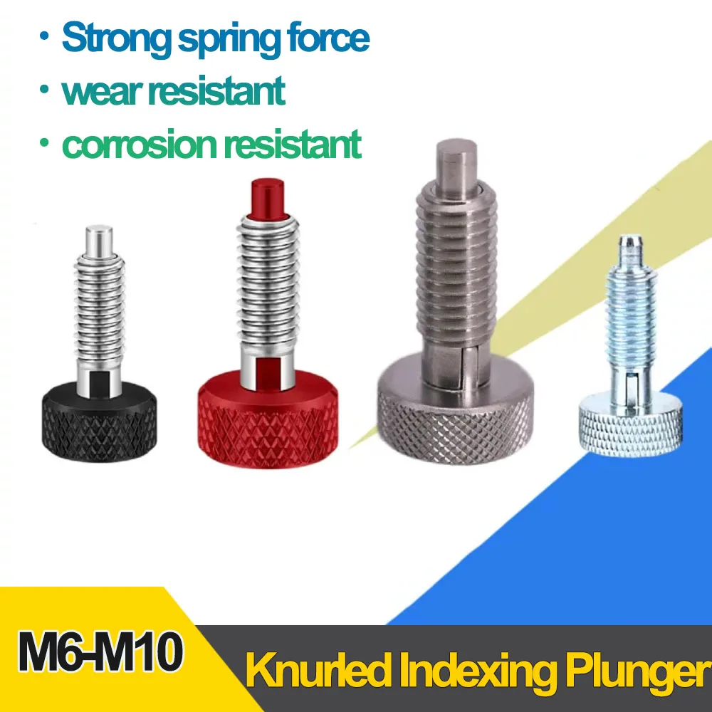 M6 M8 M10 Knurled Knob Retractable Indexing Plunger Coarse Thread Spring Loaded Locating Pin