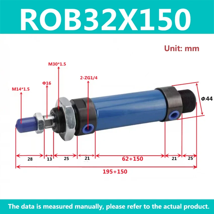 ROB25 ROB32 Mini Oil Cylinder Bore 20/32mm Stroke 25-200mm Hydraulic Pressure Cylinder Hydraulic Cylinder Round Hydrocylinder