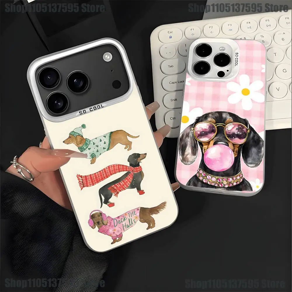 

Dachshund Sausage Dog Puppy Phone Case For iPhone 17,16,15,14,13,12,11,Pro,XS,Max,Plus,Mini,SE4,E White Matte Shockproof Cover