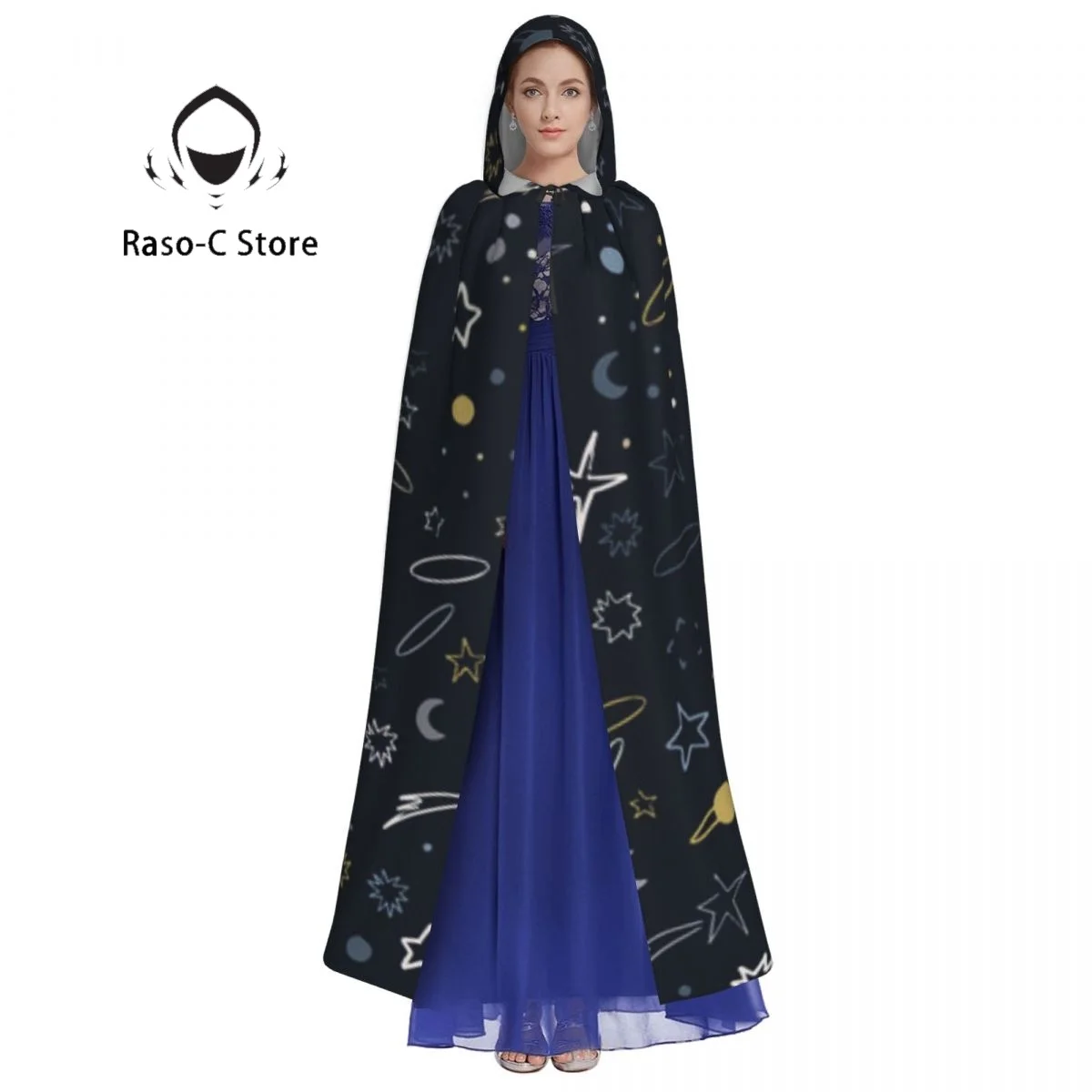 Hooded Cloak Unisex Cloak with Hood Space Planets Comets Cloak Vampire Witch Cape Cosplay Costume