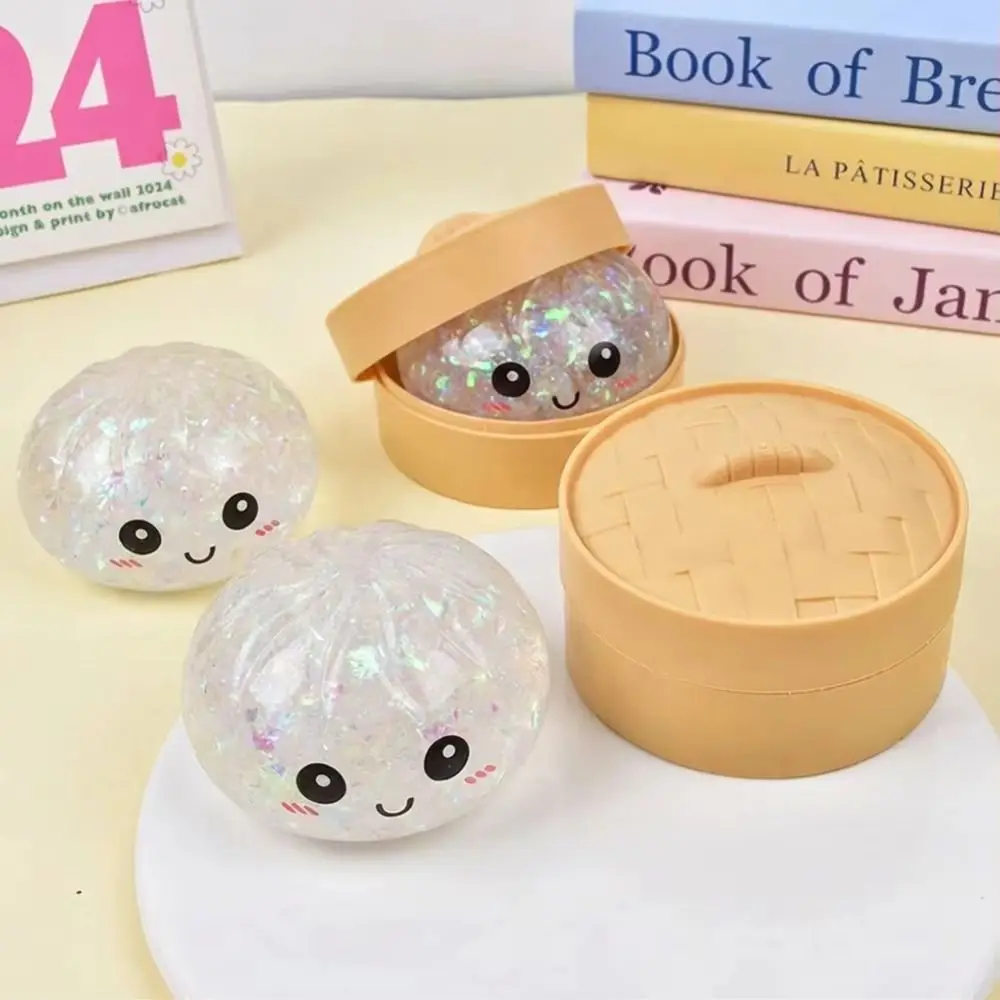 Soft Dough Ball Steamed Bun Squeeze Toy Squeezable Low Rebound Sensory Stress Relief Toy Reusable Realistic Appearance