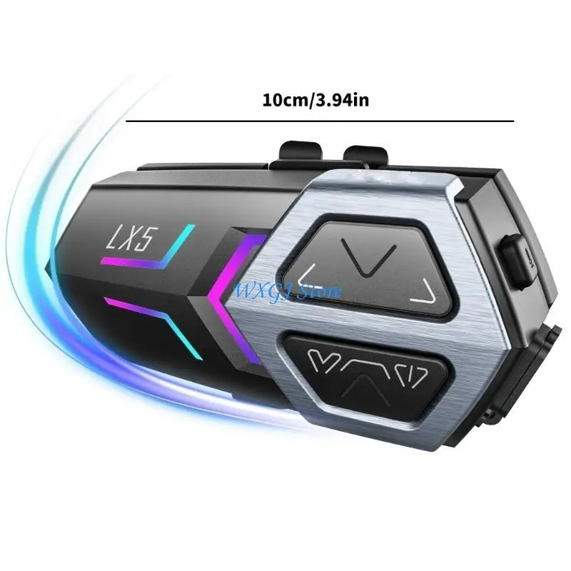 Interkom Helm Sepeda Motor Nirkabel 37JE untuk 10 Pengendara, Konektivitas 2000M, Teknologi Peredam Kebisingan, Tahan Air 2x