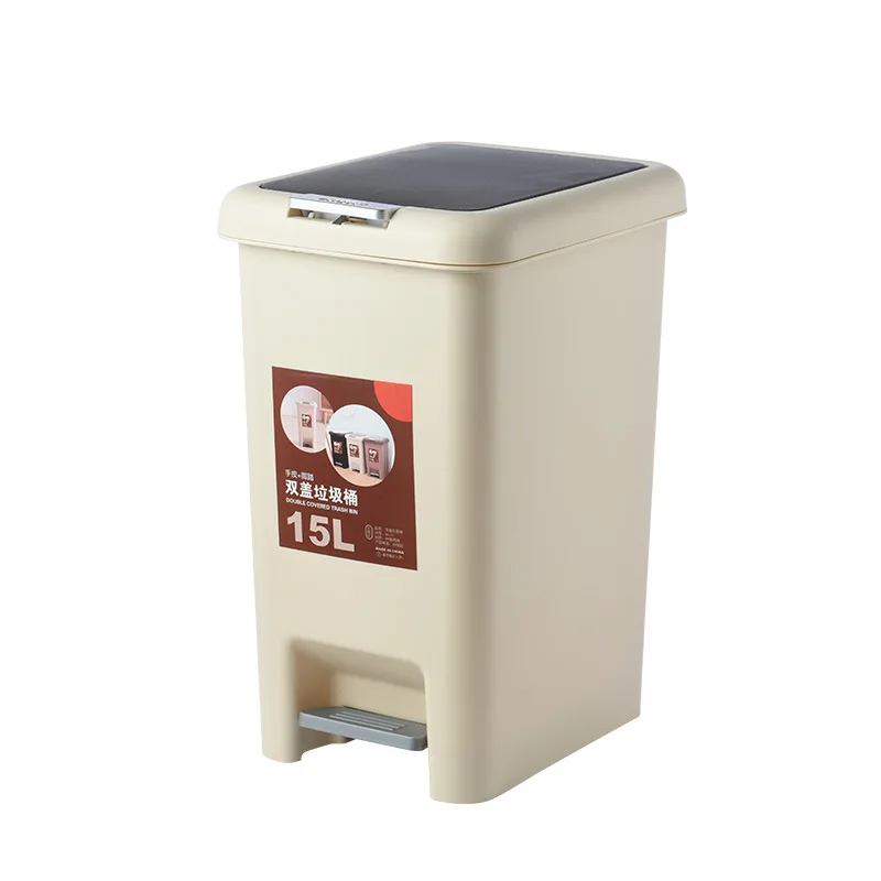 

8L Plastic Step-On Trash Can For Bathroom Kitchen Office Bedroom Foot Pedal Garbage Waste Container Odor-Free Hands-Free
