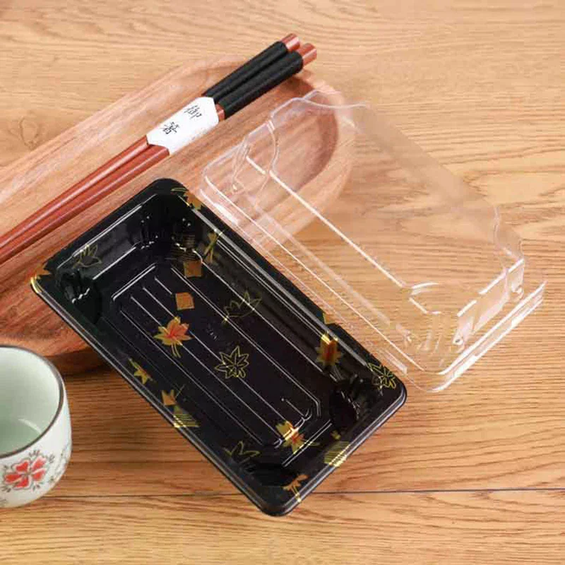 10Pcs Thickened Sushi Boxes With Lids Disposable Eco Friendly Food Containers Take Out Boxes Carry Out Containers