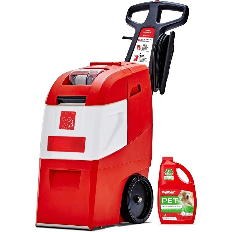 Mighty Pro X3 Commercial Carpet Cleaner – Large Red Pet Pack, Includes 48 oz. Pet Carpet Cleaner Solution